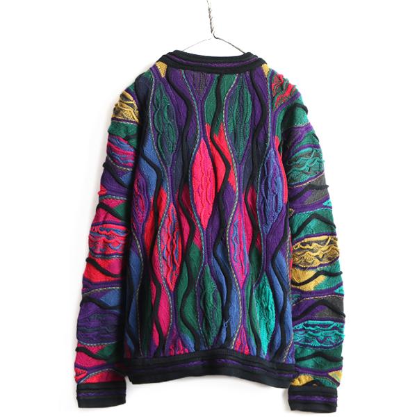 90s オーストラリア製 □ COOGI Vネック 3D 立体編み 長袖 コットン