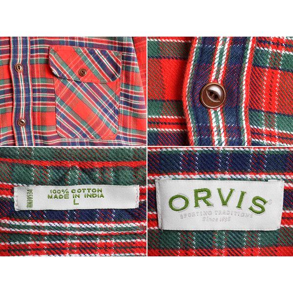 ■ オービス チェック 長袖 ヘビー フランネル シャツ ( メンズ L ) 90s オールド 90年代 ORVIS 長袖シャツ ネルシャツ ポケット付き 厚手｜tzdfb97470｜04