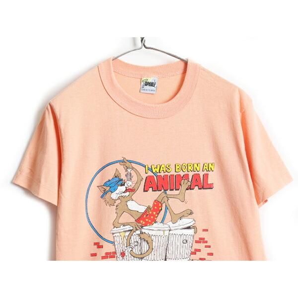 80's ビンテージ □ キャラクター プリント 半袖 Tシャツ ( メンズ