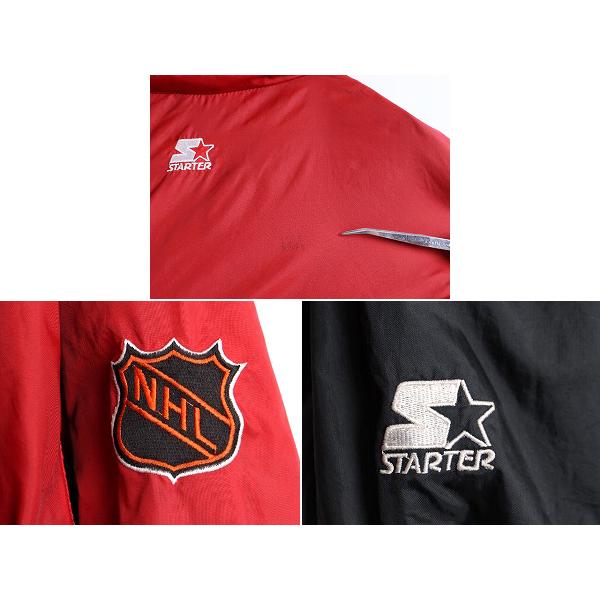 90s 大きいサイズ XL ■ STARTER NHL シカゴ ブラックホークス オフィシャル ナイロン ジャケット ( メンズ ) 古着 スターター ホッケー 赤｜tzdfb97470｜06