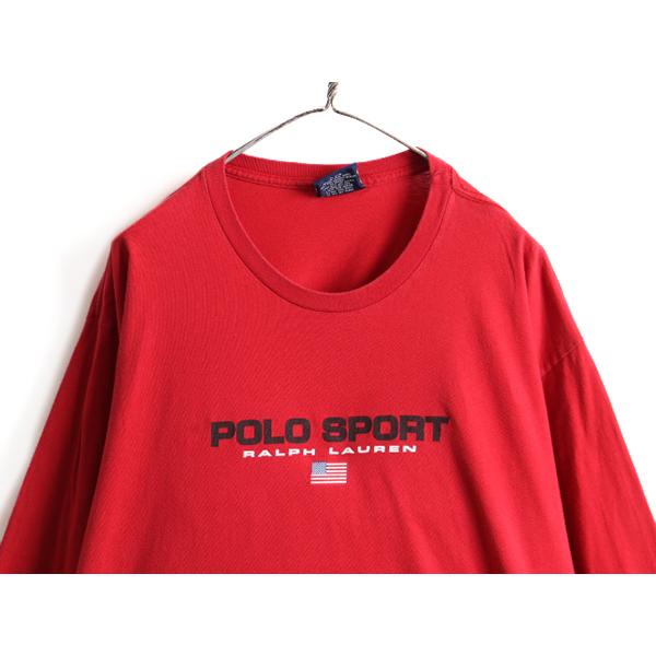 90s 大きいサイズ XL □ POLO SPORT ラルフローレン プリント 長袖 T 