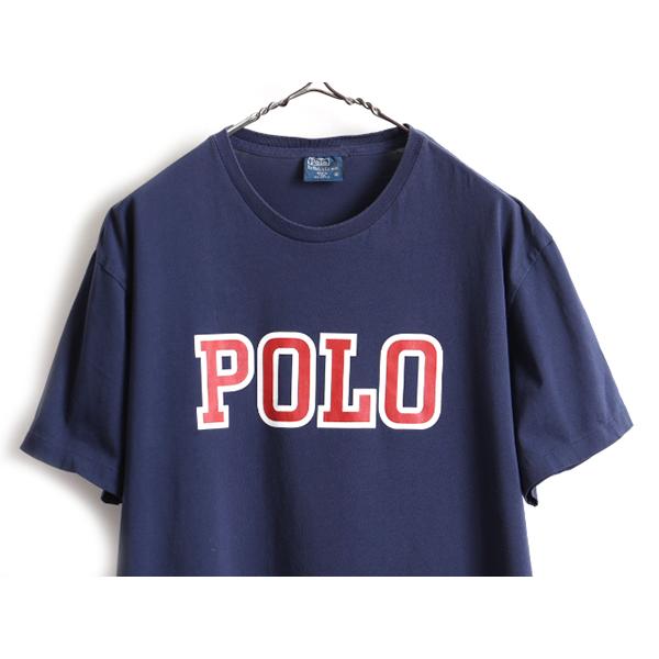 00s オールド ■ POLO ポロ ラルフローレン ビッグ ロゴ プリント 半袖 Tシャツ ( メンズ M ) 古着 00年代 ロゴT プリントTシャツ ネイビー｜tzdfb97470｜02