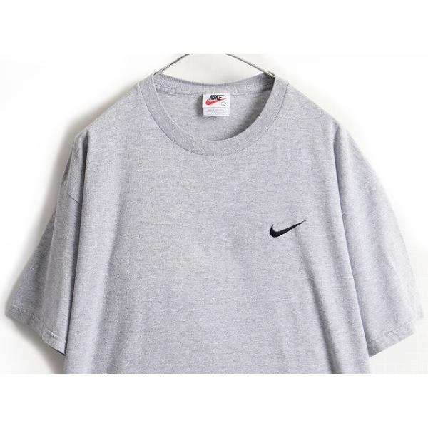 90s USA製 □ NIKE ナイキ スウォッシュ ロゴ刺繍 半袖 Tシャツ