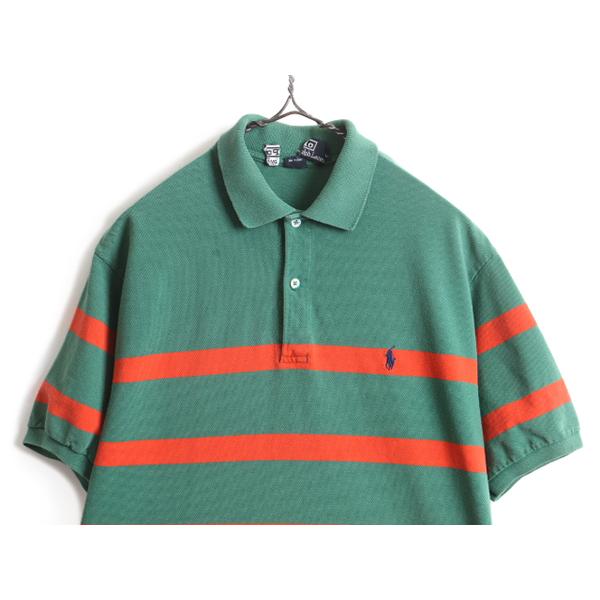 90s USA製 □ POLO ポロ ラルフローレン マルチカラー ボーダー 半袖