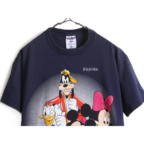 90s USA製 ■ ディズニー オフィシャル ミッキーマウス プリント 半袖 Tシャツ ( メンズ レディース M ) 古着 90年代 プリントT キャラT 紺｜tzdfb97470｜02