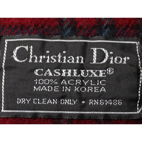 80s ビンテージ □ Christian Dior フリンジ付き チェック アクリル
