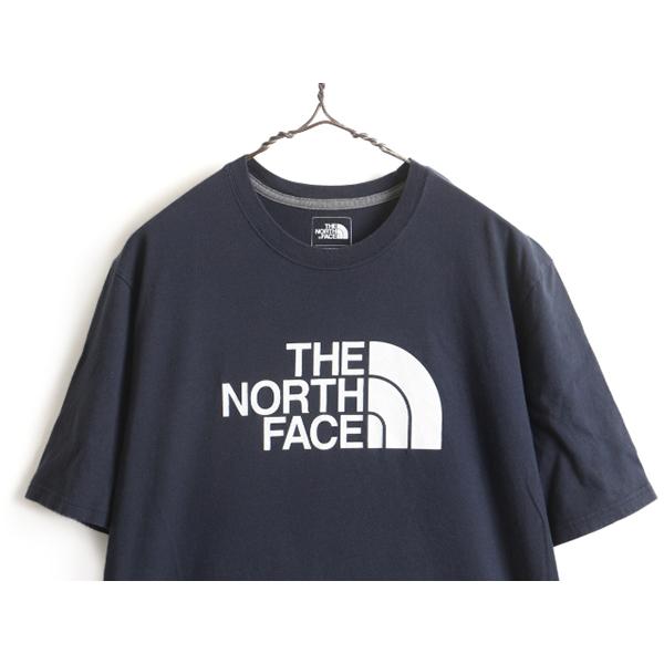 ■ ノースフェイス ビッグ ロゴ プリント 半袖 Tシャツ ( メンズ L ) 古着 The North Face 半袖Tシャツ プリントT ロゴT クルーネック 紺｜tzdfb97470｜02