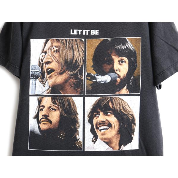 90s 人気 黒 □ ビートルズ LET IT BE 両面 プリント 半袖 Tシャツ