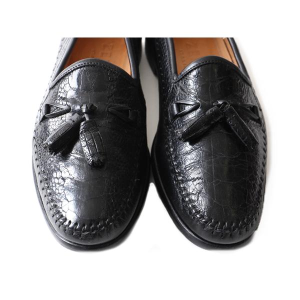 イタリア製 □ ZELLI 本革 オーストリッチ レザー タッセル ローファー