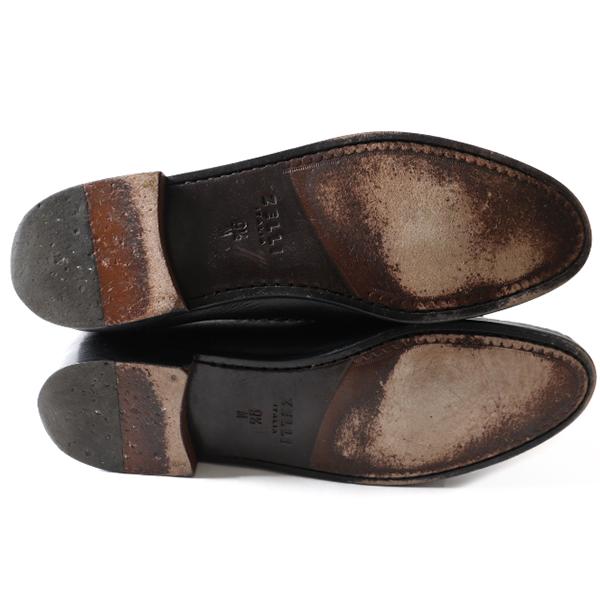 イタリア製 □ ZELLI 本革 オーストリッチ レザー タッセル ローファー