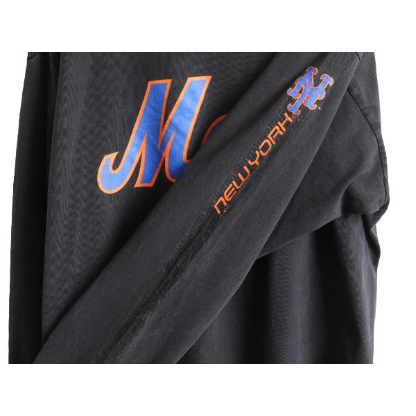 00s ■ ナイキ MLB オフィシャル メッツ プリント 長袖 Tシャツ ( メンズ L ) 00年代 TEAM NIKE ロンT センター スモール スウォッシュ 黒｜tzdfb97470｜05