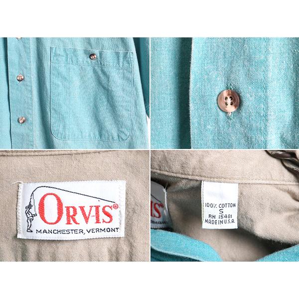 80s USA製 希少サイズ S ■ ORVIS オービス 半袖 ボタンダウン シャツ ( メンズ ) 古着 80年代 半袖シャツ ターコイズ ブルー ポケット付き｜tzdfb97470｜03