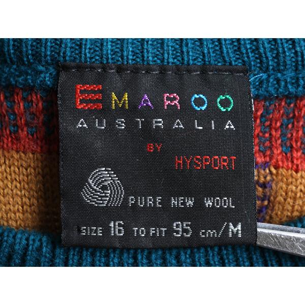 90s オーストラリア製 □ EMAROO 3D 立体編み ウール ニット セーター