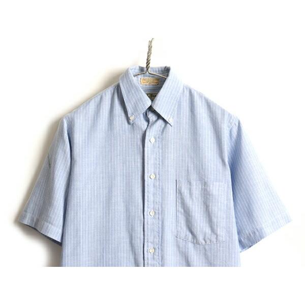 80's USA製 希少サイズ S 程□ LLBEAN エルエルビーン ストライプ 半袖