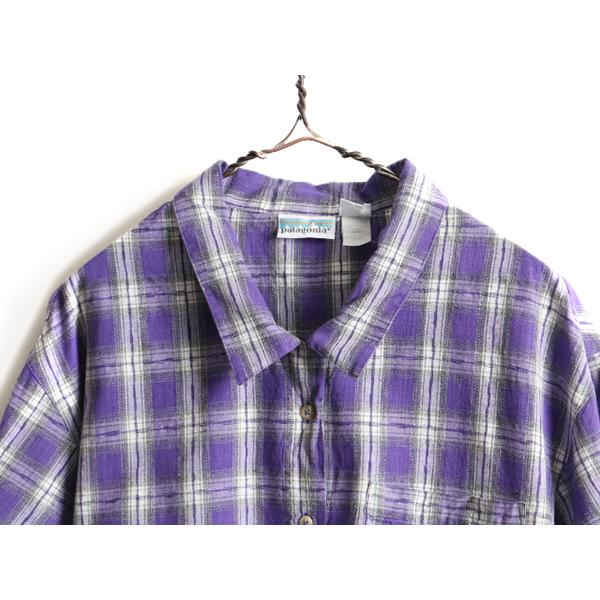 90s 白タグ □ 93年製 パタゴニア チェック ループ留め オープンカラー