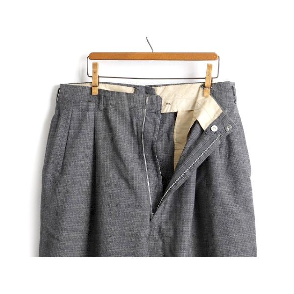 50s 60s ビンテージ □ チェック 2タック サマー ウール スラックス