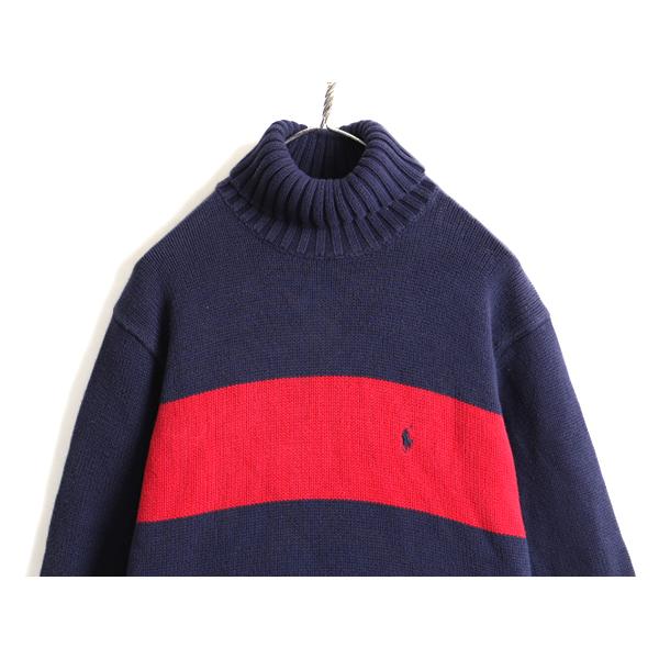 □ ポロ ラルフローレン ボーダー タートルネック コットン ニット