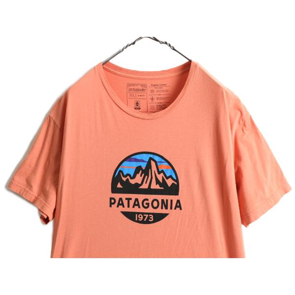 大きいサイズ XL ■ パタゴニア プリント 半袖 Tシャツ メンズ / PATAGONIA アウトドア ロゴT プリントTシャツ スリムフィット テラコッタ｜tzdfb97470｜02