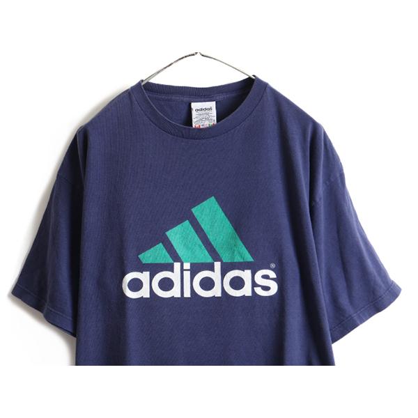 90s USA製 □ アディダス プリント 半袖 Tシャツ ( メンズ L ) 古着 90