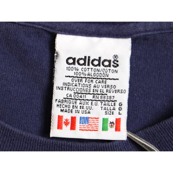 90s USA製 ■ アディダス プリント 半袖 Tシャツ ( メンズ L ) 古着 90年代 ADIDAS オールド ロゴT 半袖Tシャツ プリントTシャツ ネイビー｜tzdfb97470｜04