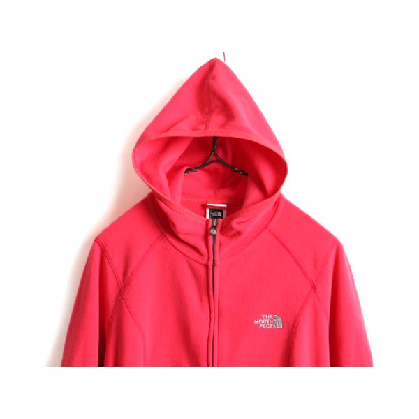 ■ ノースフェイス フルジップ フリース パーカー ジャケット ( レディース M ) 古着 The North Face ジャンパー ブルゾン ピンク フード｜tzdfb97470｜02