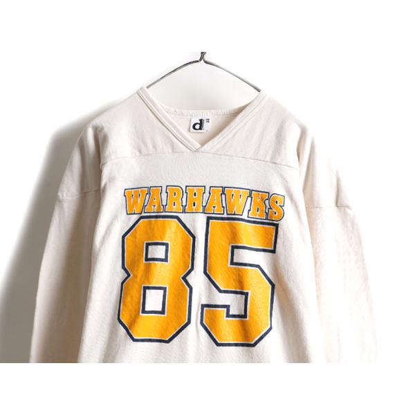 70s 80s USA製 大きいサイズ XL ☆ Vネック ナンバリング プリント