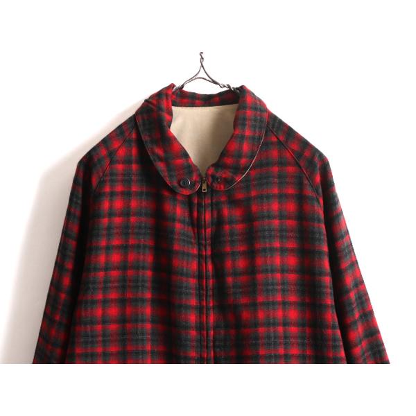 50s USA製 ★ ペンドルトン リバーシブル ジャケット メンズ L 程 50年代 ヴィンテージ PENDLETON ブルゾン コットン ウール チェック 無地｜tzdfb97470｜02