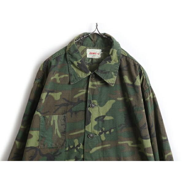 60's USA製 大きいサイズ XL ☆ KAMO ウッドランド カモ柄 コットン