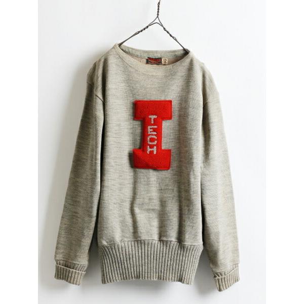 40's ★ Wilson ウィルソン ボートネック レタード ワッペン ウール ニット セーター ( メンズ 男性 42 ) 40年代