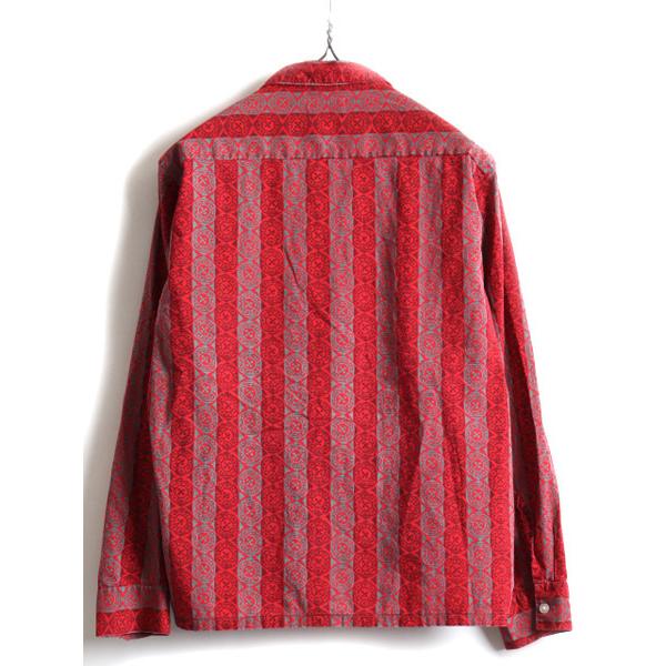 60s ビンテージ ☆ Custom Tailored ストライプ 総柄 長袖シャツ (15 1