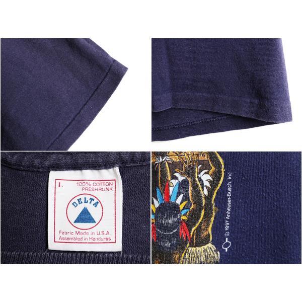 90s ☆ バドワイザー 企業 ロゴ 両面 プリント 半袖 Tシャツ ( メンズ