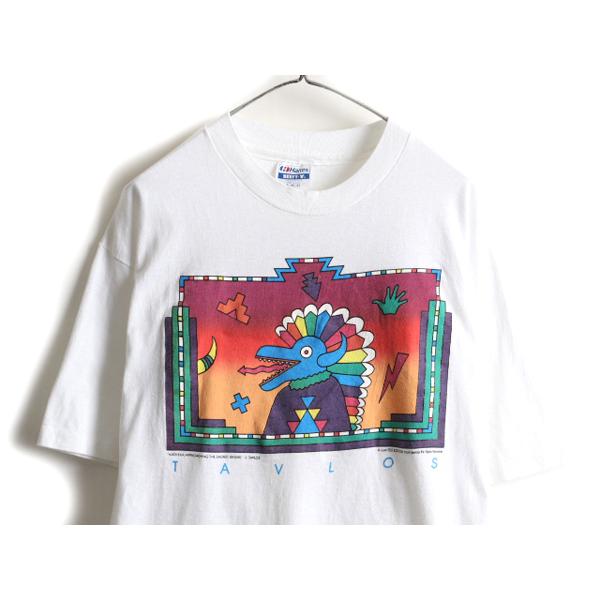 90s USA製 大きいサイズ XL ☆ TAVLOS アート プリント 半袖 Tシャツ