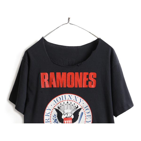 80s ビンテージ カットオフ ☆ RAMONES 両面 プリント 半袖 Tシャツ