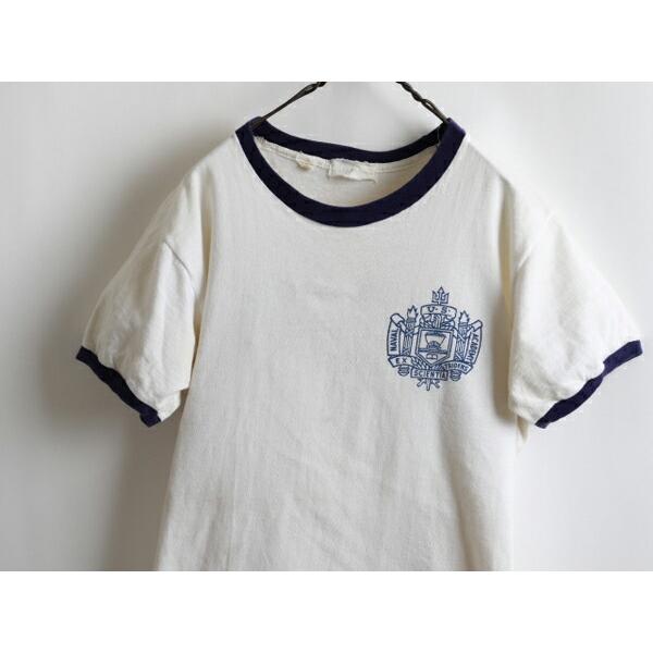 60s ☆ USNA ミリタリー ネイビー 染み込み プリント 半袖 コットン