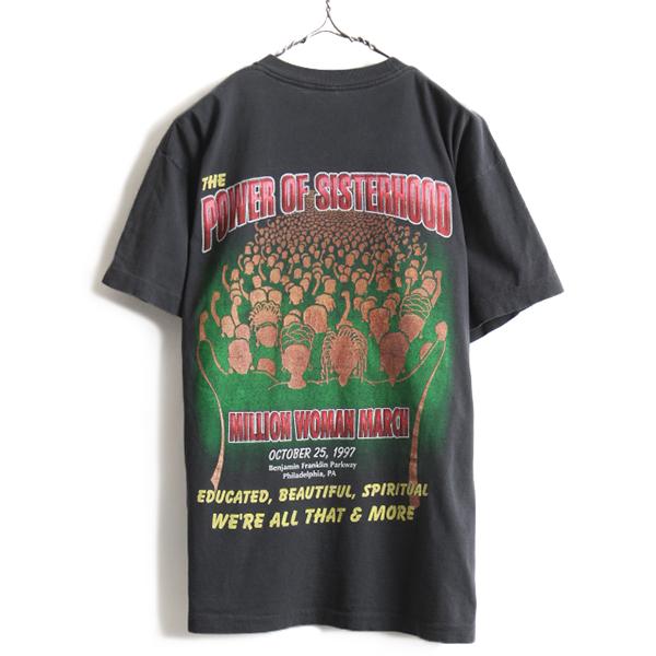 90s ☆ 97年製 MILLION WOMAN MARCH 両面 プリント 半袖 Tシャツ