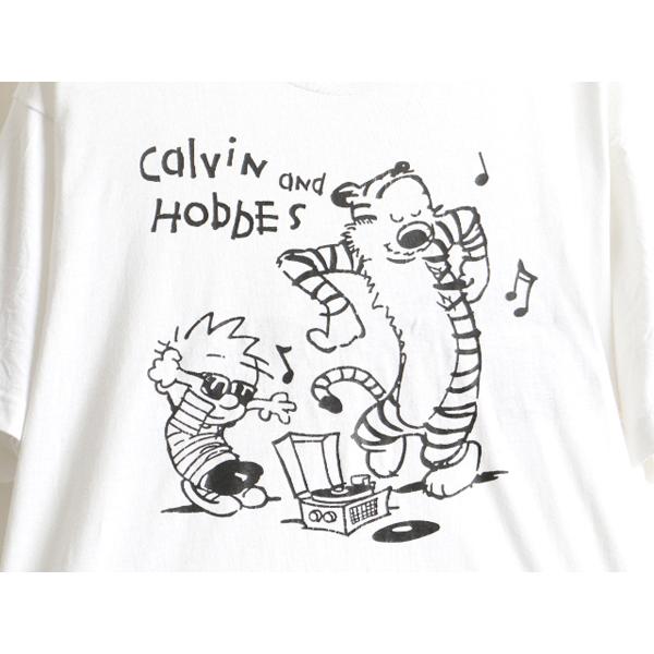 90s USA製 大きいサイズ XL ☆ Calvin and Hobbes プリント 半袖 T