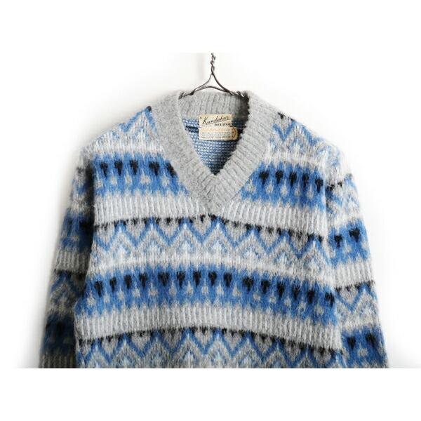 60's 70's ビンテージ ☆ Kandahar カンダハー 総柄 Vネック アクリル