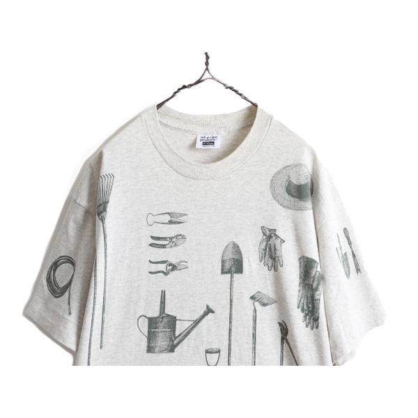 90s USA製 ☆ rel e vant products 工具 オールオーバー プリント T