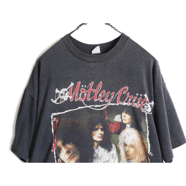 80s USA製 ★ モトリークルー 両面 ツアー プリント Tシャツ メンズ XL / 古着 80年代 ビンテージ Motley Crue バンド  シングルステッチ 黒