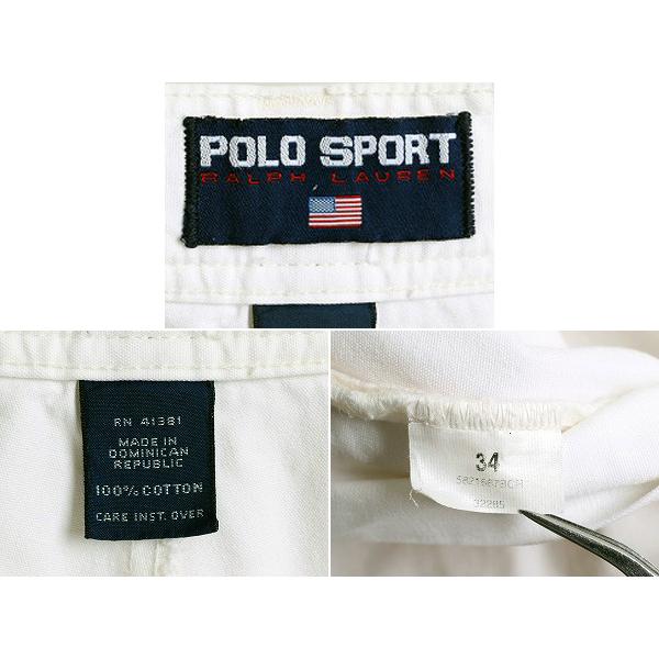 90s ■ ポロスポーツ ラルフローレン 1タック コットン チノ ショートパンツ メンズ 34 / 古着 90年代 ポロ 短パン ショーツ POLO SPORT 白｜tzdfb97470｜03