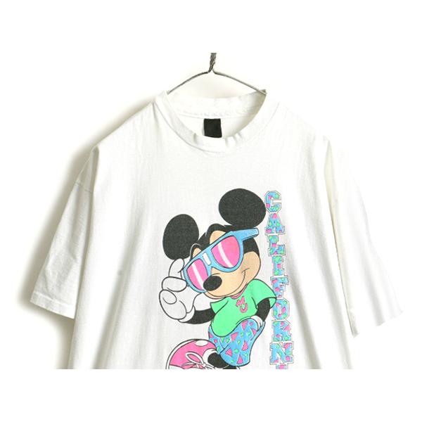 90s USA製 □ ディズニー オフィシャル ミッキー マウス プリント 半袖