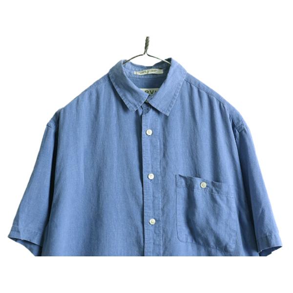 90s ■ オービス ポケット付き ヘンプ 混 半袖 シャツ メンズ M / 古着 90年代 オールド ORVIS 半袖シャツ 無地 テンセル シンプル ブルー｜tzdfb97470｜02