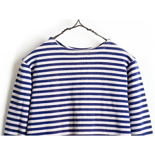 ブランド不明 厚手 2トーン ボーダー バスクシャツ 女性 レディース M 程 古着 青 紺 白 ボートネック 長袖 コットン Tシャツ ロンt X Spd25yn14 Master Plan 通販 Yahoo ショッピング