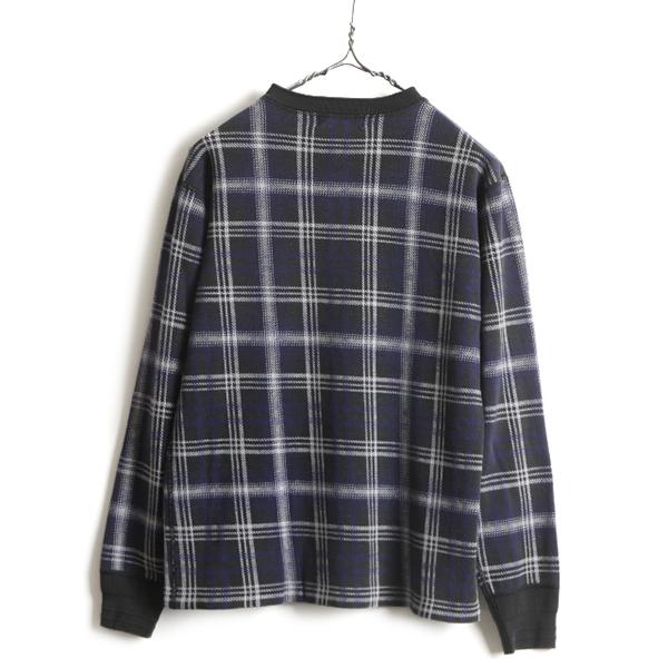 90s □ POLO ポロ ラルフローレン チェック ヘンリーネック 長袖 T
