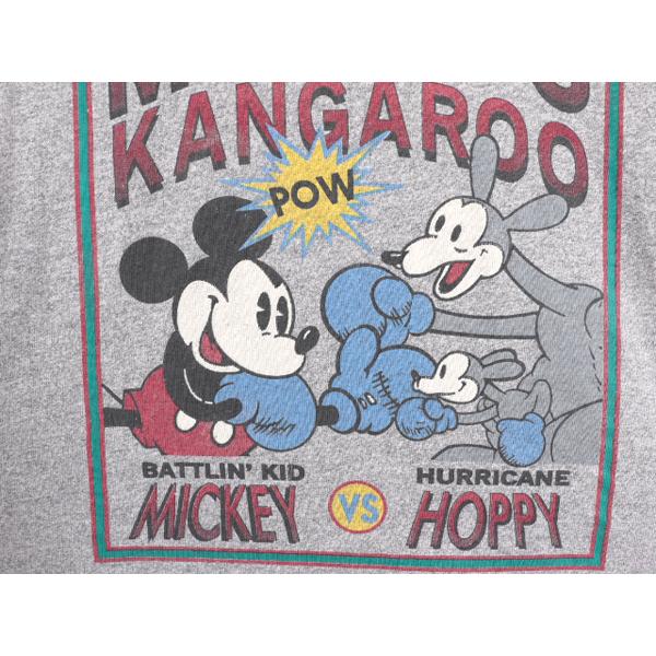 90s USA製 ディズニー オフィシャル ミッキー プリント フード付き 長袖 Tシャツ メンズ XL / 古着 90年代 キャラクター ロンT パーカー 灰｜tzdfb97470｜04