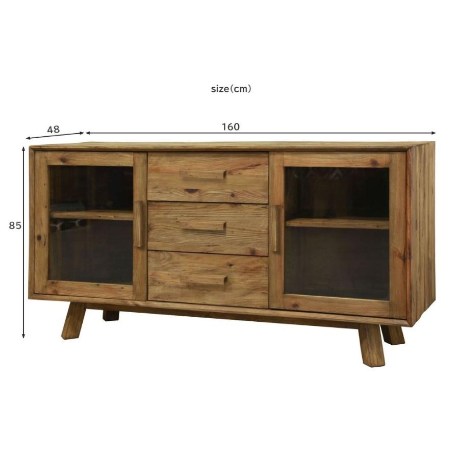 木製サイドボードアンティークお洒落古木レトロシェルフキャビネット