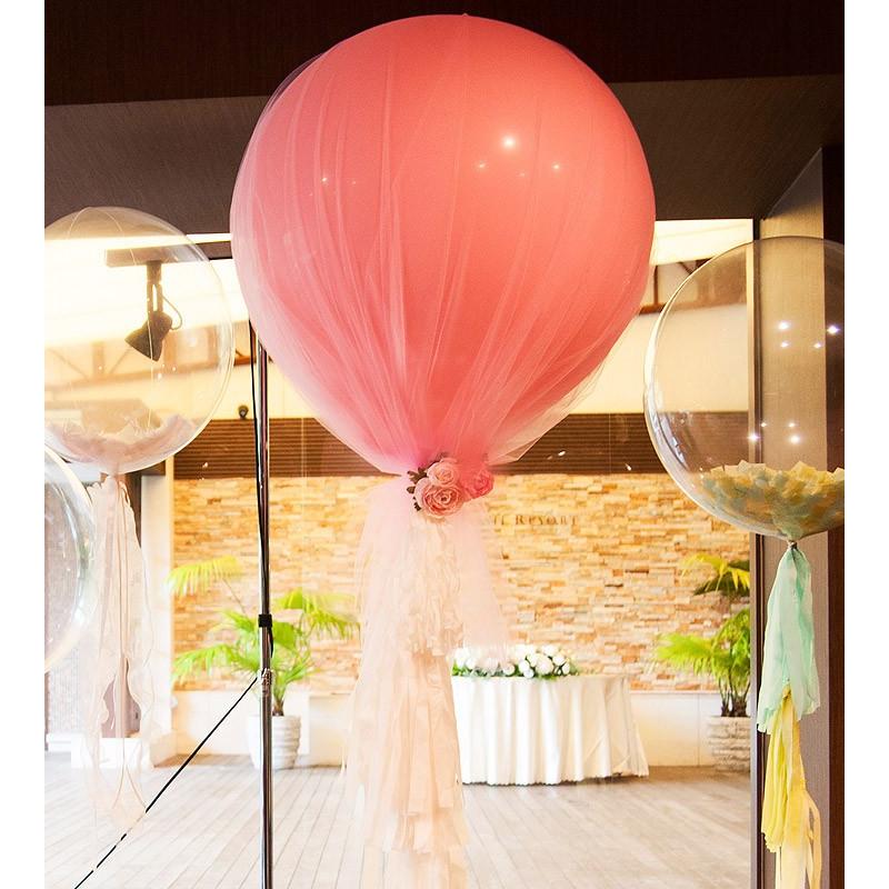 バルーン チュール フリンジ 結婚式 パーティー 二次会 装飾 30インチ　ピンクウェディング　東京都心にデリバリー