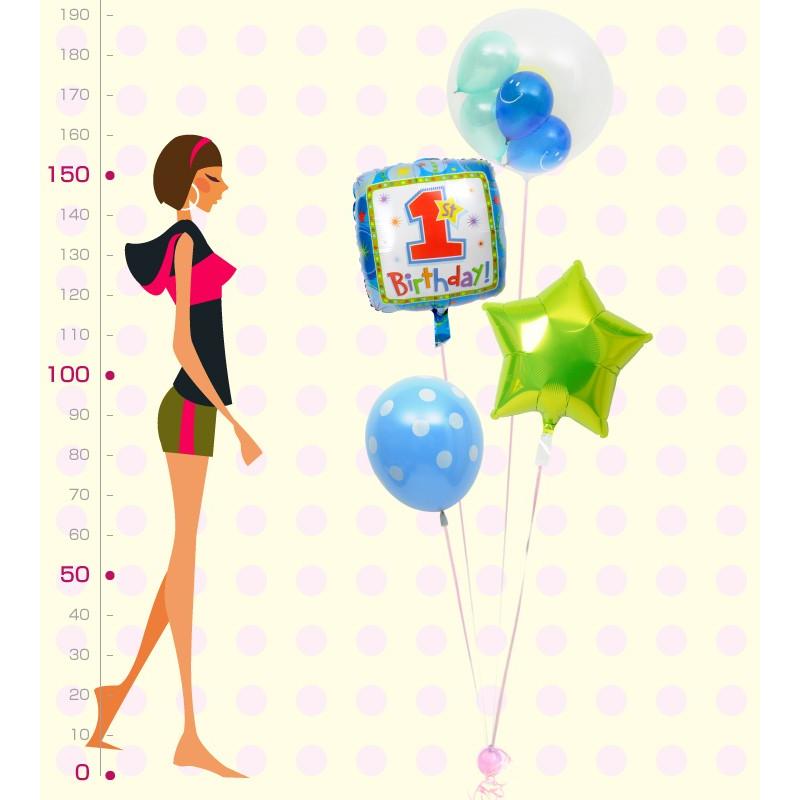 バルーン ギフト 1才 誕生日 電報 風船 装飾 スマイル ファーストバースデー38 男の子用｜u-balloon｜02