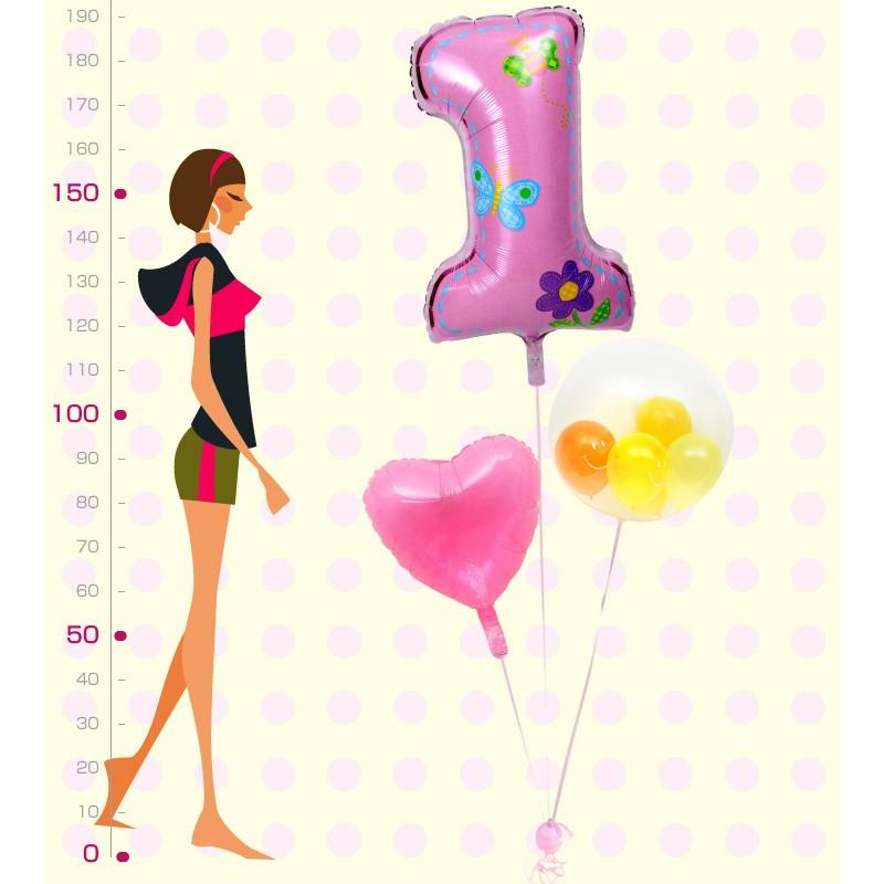 バルーン ギフト 1才 誕生日 電報 風船 装飾 スマイル ファーストバースデー48 女の子用｜u-balloon｜02
