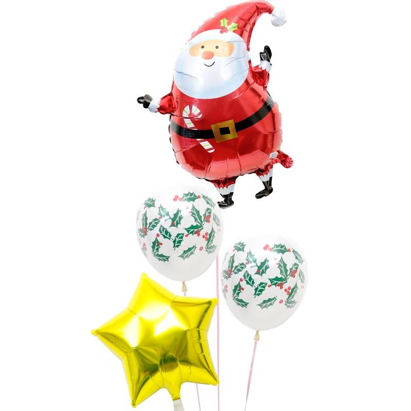 バルーン ギフト クリスマス プレゼント お祝い 電報 風船 装飾 サンタクロース 柊 クリスマスバルーン4｜u-balloon